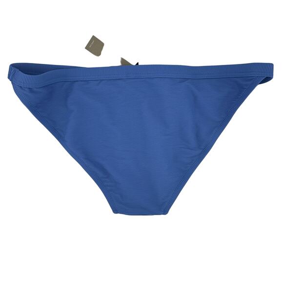 J Crew Ribbed Trim Hipster Full Coverage Bikini Bottom Blue Size Large NWT - Picture 2 of 3